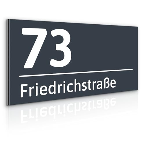 Muralo - Hausnummern-Schild Türschild Personalisiert Wetterfest für Tür, Gebäude, Zimmer - Br.42cm x Hö.21cm - Anthrazit