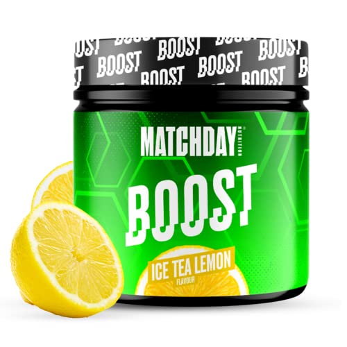 MATCHDAY NUTRITION BOOST für Fußballer I ATP Booster I Sportler-Getränk mit Aminosäuren und Kohlenhydraten I 20 Portionen für mehr Schnellkraft, Explosivität & Ausdauer (Ice Tea Lemon)