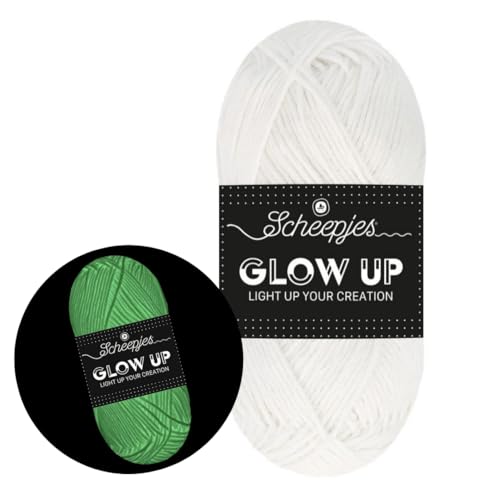 Scheepjes - Scheepjes Glow Up 1001 Luminescent White (105m) Leicht und Langlebig Garn - 1x50g