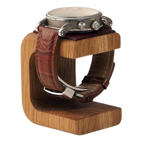 Uhrenständer aus Holz - Eleganter Uhrenhalter Armbanduhr Ständer Einzeln, mit Leder-Pad Uhrenständer Schmuck Organizer Halter für Uhr Halskette Armbänder Aufbewahrung und Display