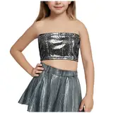 T-Shirt Kinder Sommer Shirt Ärmel schulterfrei Casual Kurzarmhemd Atmungsaktiv Crop top Einfarbig Kinderkleidung Freizeit Kurze Oberteile Basic T Shirt Mädchen Schwarz 100
