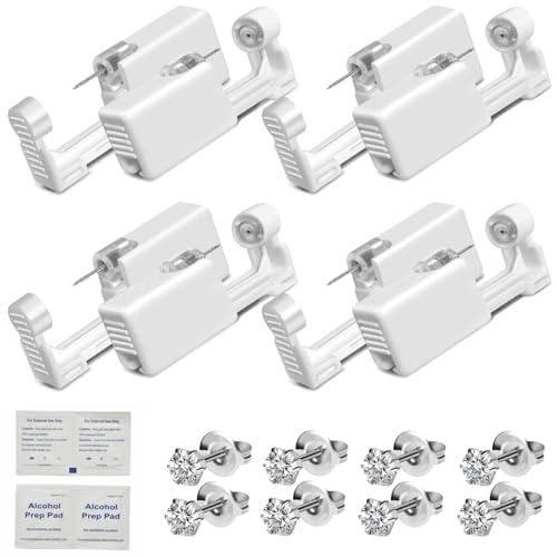 AHEJIOO 8 Stück Ohrlochpistole, Piercing Set Einweg-Steril-Sicherheits-Ohrnasen-Piercing-Pistolen-Kit Piercing Pistole, Ohrloch Stecher Set, Ladies and Men
