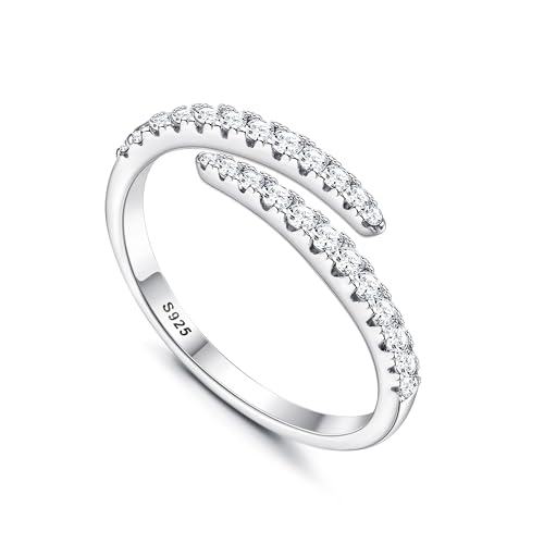 Chriscoco Ringe Frauen Silber 925 Zirkonia Daumenring Minimalistisch Verlobungsring Eheringe Jubiläum Promise Ringe Ring Silber 925 Damen Paar Ring Schmuck - Mit Schmuckschatulle 59 (18.8)