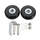 LOTOWELZON 2Stück Doppelter Typ Schwarz Mute Gepäck-Ersatzrollen 60mm Dicke 14mm mit 6mm Kugellagern Reparatur-Kits ABEC 608zz für Koffer und Inline Outdoor Skate (OD60xThk14mm/2.36x0.55in)