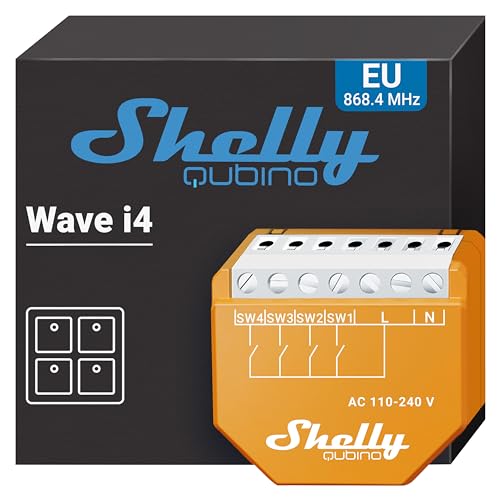 Shelly Wave i4 | Z-Wave Smart Controller mit 4 Digitalen Eingängen | Hausautomation | Z-Wave-Gateway erforderlich | Erweiterte Funkreichweite