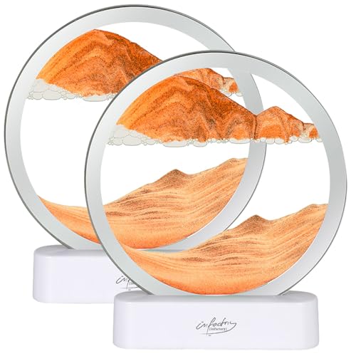 infactory 3D Sandbild: LED-Sandbild mit USB-Betrieb, 16 x 4 x 19 cm 2er-Set (Sandbild mit Licht, mit Beleuchtung, Nachtlicht)