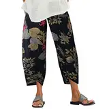 Leicht Kurzgröße Freizeithose Mit Hoher Taille Freizeithosen Lässig Große Größen Bequeme Outdoordamenhose Elegant Outdoorhose Haushose Damen Weite Bein Hose Baggy Für Lang Relaxhose Kurz (Blue, XXXXL)