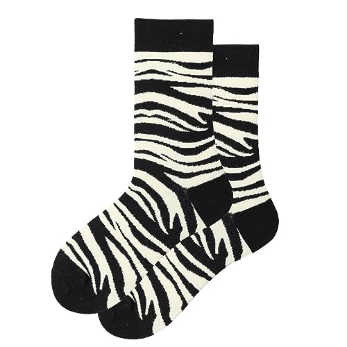 Damen Übergangssocken für WinterHerbst Baumwollsocken mit kreativem Muster im Tiermuster (White, One Size)