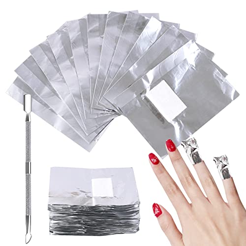 Sularpek Nail Polish Remover Wraps Pads, 200 Stück Nagellack Remover Pads und 1 Stück Nagelhaut Schieber, Aluminiumfolie Nagellack Remover Pads Gellack schnell und sanft entfernen zu können