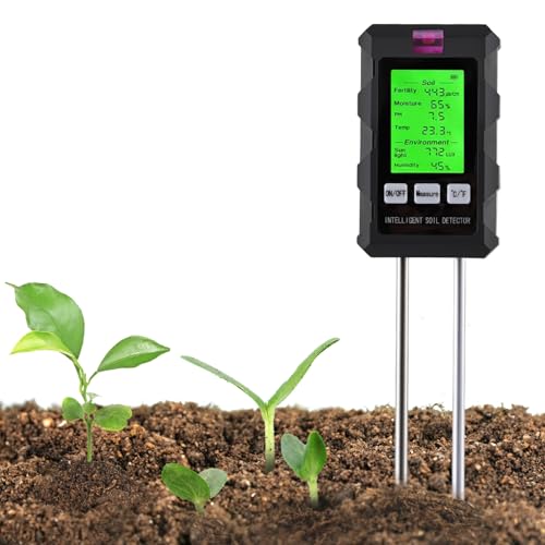 LEUTED Bodenmessgerät 6-in-1 Bodentest Messgerät, Boden-PH-Meter-Tester, Multifunktionaler Bodentester für PH-wert Fruchtbarkeit Temperatur Lichtintensität Bodenfeuchtigkeit und Umgebungsfeuchtigkeit