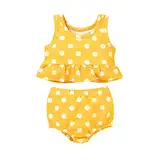 Dinosaurier Badeanzug Cartoon Rüschen Bedruckt Sommer Wassermelone Bikini Mädchen Dot Two Baby Piece Outfits Mädchen Bikini Baby Mädchen (Yellow, 2-3 Years)