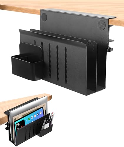 Schreibtisch Seitenaufbewahrung, Doppelschichtiger Desk Side Storage Mit Magnetischer Stifthalter Kein Bohrer Tisch Schublade Seitenhalterung Aus Stahl SeitenstäNder Laptop Stand Für BüRo Zuhause