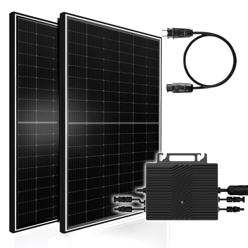 Balkonkraftwerk 1170W Solaranlage mit 800W Eway Micro Wechselrichter WiFi Bluetooth, 2X 450W Bifazial Solarmodule mit Electronic Way Wechselrichter für Haus Dach Terrasse Garten