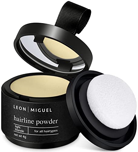 LEON MIGUEL Ansatzpuder - Hairline Powder als wasserfesten Haar Concealer zum Ansatz kaschieren für Frauen und Männer, unsichtbares Haar Make-up zur Haarverdichtung - 4g | Hellblond