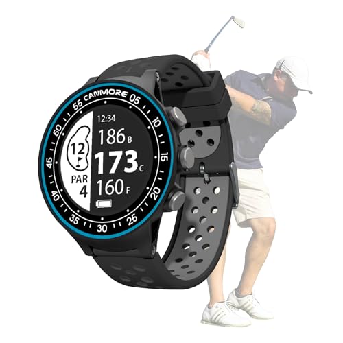 Canmore TW411 Golf-GPS-Uhr & Fitness-Tracker 40.000+ Plätze Vorinstalliert Verbesserter IC Golfer-Zubehör Geschenkfertig Breites LCD blau