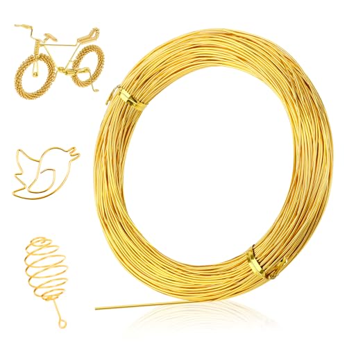 Basteldraht Gold 50m×1mm Draht zum Basteln Aluminiumdraht Schmuckdraht Golddraht 1mm Bindedraht Gold Messingdraht Weicher & Biegsamer Draht Für Schmuck, DIY-Skulpturen, Dekoteile, Bastelarbeiten