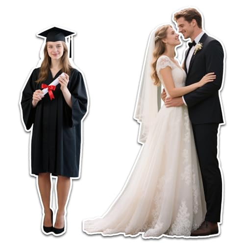 Pappaufsteller Lebensgroß,Pappaufsteller Lebensgroß Personalisiert mit Foto,Individueller Stehender Pappaufsteller 1-8 ft,Wasserfest,Geschenk für Geburtstag, Hochzeit,Abschluss (6T=183CM)