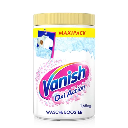 Vanish Oxi Action Powerweiss Pulver – 1 x 1,65 kg – Fleckenentferner und Wäsche-Booster Pulver ohne Chlor – Für weiße Wäsche