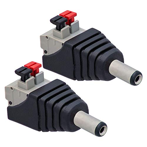 2X DC Hohlstecker 5,5mm >2,1mm auf Terminal Block 2-Pin Stecker Adapter Druckklemme