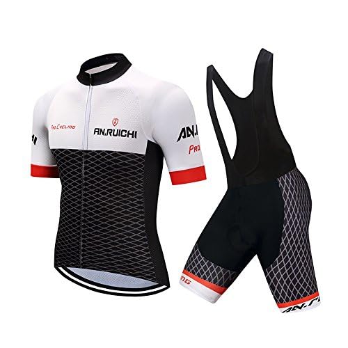 VeloZenith Herren Radtrikot Set Fahrradbekleidung Schnell Trocknend (Radjacke und Radhose mit Sitzpolster) (XL (Look at Size Chart), Schwarz/Weiß)