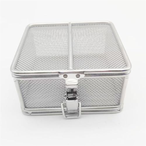 Sterilisationskorb aus Edelstahl 304 mit Deckel, medizinische Präzisionssterilisationsbox, Verriegelungsdesign, Instrumententablett und Sterilisationstablett mit perforierten Netzkörben,20*15*5cm