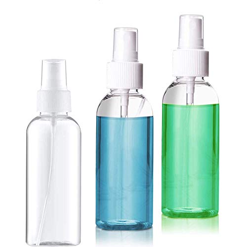 3 Stück 50ml Sprühflasche Transparente Leer Feinen Nebel Sprühflasche Reise Zerstäuber Klein Plastik Nebel parfümzerstäuber Sprayflasche für Wasser Alkohol