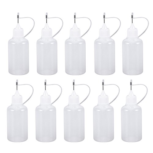 ROSENICE Needle Flasche 10Pcs 30ml Nadel Tip Kleber Flasche Applikator DIY Quilling Tool Präzisionsflasche (weiß)