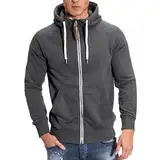 Generisch Herren Freizeit Pullover mit Taschen Winter Warm Langarm Kordelzug Sweatshirt Männer Baumwolle Kapuzenpullover Pullover Herren 4XL Grauer Hoodie Herren Oversized