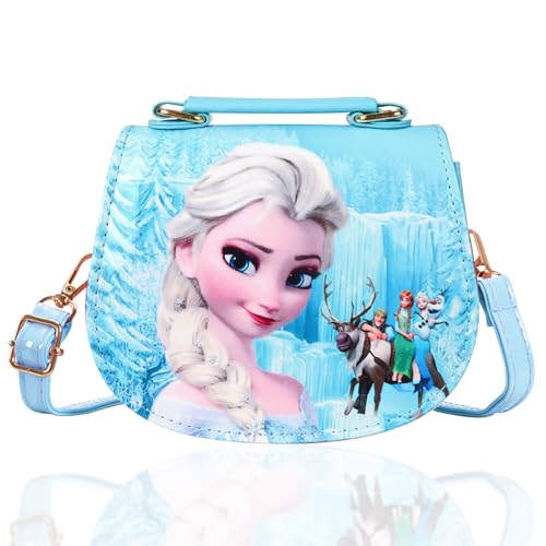 Eiskönigin Kinderhandtasche, Eiskönigin Kinder Umhängetasche, Elsa Tasche Kinder Mädchen, Süße mädchen-umhängetasche, Frozen Cartoon-Umhängetasche mit Verstellbarem Gurt, Geschenke Für Kinder (Blau)