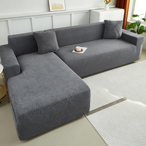 WULTNICEW Sofa Überzug Sofaschoner Sofabezug 3 Sitzer, Sofa Bezug Stretch Sofa Cover Überwurf Universal Couch überzug, Ecksofa für L Form Erfordert Zwei Couchbezug(3SITZER, Dunkelgrau)