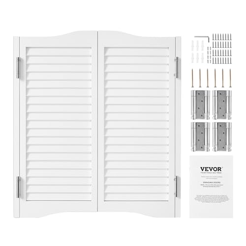 VEVOR Saloontür, 805x28x900 mm, Flügeltür, Schwingtür mit Scharnieren & Beschlagsatz, einfach zu installieren, gewölbte Innenschwingtüren für Cafés, Flur, Küche, Bar, Pub, Eingang, weiß