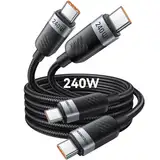 Rocoren USB C Kabel 240W, [2Pack 2m] PD Schnellladekabel USB C auf USB C, Nylon Geflochten USB C Kabel für Handy iPhone 16 15 Pro Max Samsung Galaxy S25 S24 S23 Ultra Pixel 7 iPad MacBook Pro Air
