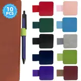 FUKPO 10 Stück Elastische Stiftschlaufe Selbstklebend, Stifthalter Notizbuch Stiftschlaufe Leder, Stiftehalter Kalender Tablet Pen Holder Loop Bleistift Rot Rosa Lila Blau Grün Schwarz Grau Braun