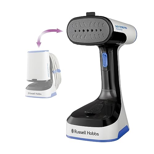 Russell Hobbs Dampfglätter [klappbar, platzsparende Kabelaufbewahrung] Steam & Fold (1500W, schnellaufheizend, inkl. Aufsatz für Stoffe, 3m langes Kabel, Reisebügeleisen) Bügeleisen 26740-56