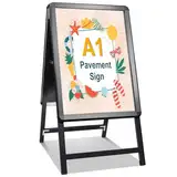 STANDNEE Kundenstopper A1 Plakatständer Outdoor Schwarz Bürgersteig Schild Rahmen Schild Doppelseitiges Display A-Board Schild Halter für Werbung (Schwarz-A1)