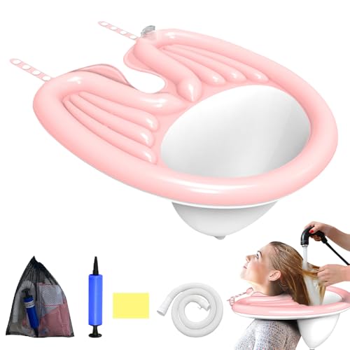 Gobesty Aufblasbares Haarwaschbecken, Mobiles Shampoo Waschbecken, Faltbares Haarwaschbecken, Tragbares Haarwaschwanne Waschbecken mit Luftpumpe und Drainage für Behinderte, ältere, Schwangere
