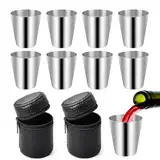 Kiuiom Stapelbare Schnapsbecher, Klein Edelstahl Becher, Flachmann Becher, 8PCS 30ML Schnaps-Gläser aus Metal Schnapsglas aus Edelstahl Edelstahl Schnaps Becher Stapelbare Trinkbecher