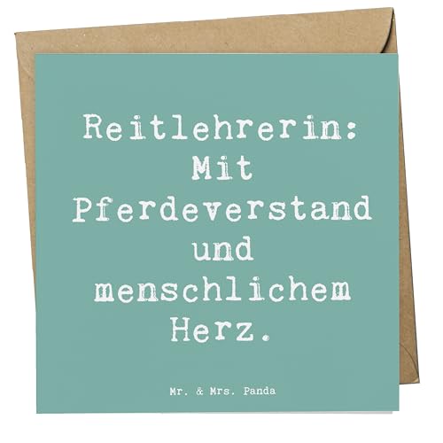 Mr. & Mrs. Panda Deluxe Karte Spruch Reitlehrerin Herz - Geschenk, handgefertigte Geschenke, Hochzeitskarte, Reitausbildung, Beruf, Grußkarte,