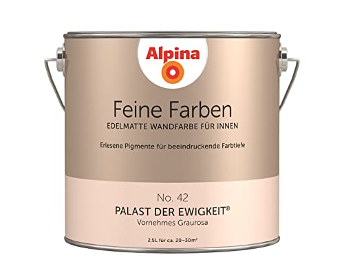 Alpina Feine Farben – No. 42 Palast der Ewigkeit® – edelmatte Innenfarbe - Wandfarben für einzigartige Farbwirkungen und Raumstimmungen – Vornehmes Graurosa – 2,5 Liter