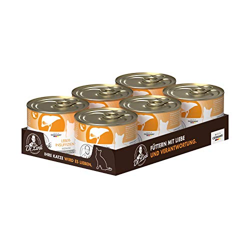 Dr. Link Spezial-Diät Katzenfutter speziell für die Leber, Proteinquelle Huhn & Pute, für Katzen & Kater - Stoffwechsel, Elektrolytausgleich, Unterstützung der Leberfunktion - 6x200g Dose