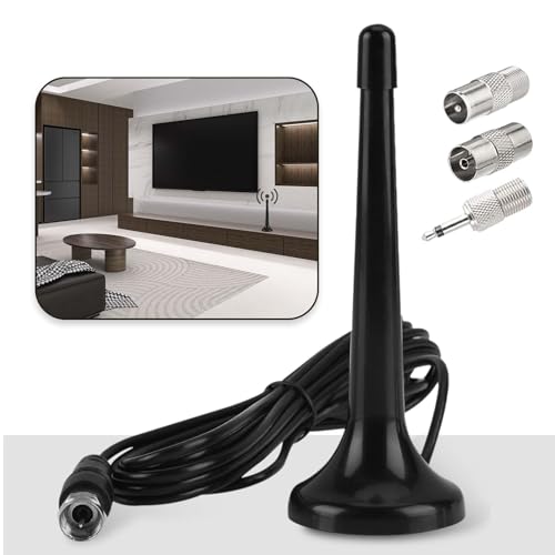 Hochleistungs-Radioantenne mit Magnetfuß für Exzellenten DAB+ und FM Empfang - Inklusive 3m Koaxialkabel und Steckeradapter - für Heimstereoanlagen, AV Receiver und Audio Systeme, Verbesserte Klangqua
