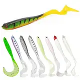 XPEX 8 Stück Gummifische Hecht Und Zander Mit Twisterschwanz 12Cm 6G, Mit Hakentaschen Für Offset Haken Und Standard Jigköpfe, Gummifische Für Hecht,Zander Köder Hecht Köder,Gummifische Zander