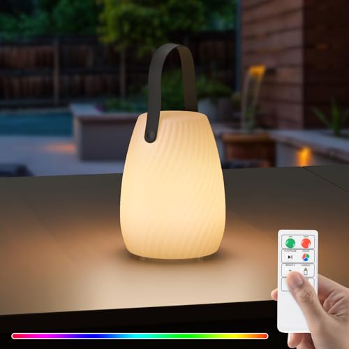uuffoo Outdoor Akku Lampe Tragbare Kabellos Dimmbare Tischlampe Wiederaufladbares Wasserdichtes 8 Farben LED Außen Tischleuchte für Tisch Bar Terrasse ostern BBQ dekoration (Twill, Kunststoff)