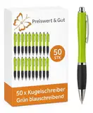 Preiswert&Gut 50x Kugelschreiber Grün Set Kulis blauschreibend Großraummine Druckmechanismus