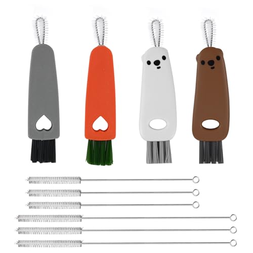 4stüCk 3-In-1 Multifunctional Cleaning Brush, Mit Sechs FlaschenbüRste Lang, Tassendeckel ReinigungsbüRste, Strohhalm BüRste, Geeignet FüR Wasserflaschen, Glaskannen, AusgießEr, Deckelrohre