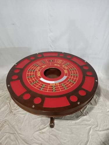 Kunibert Pokerroulettspieltisch Poker/Roulette/Esstisch Alles in einem Tisch, 3 in 1 Tisch Massivholz rund Breite120cm Farbe : Nussbaum Mir rotem Saum,