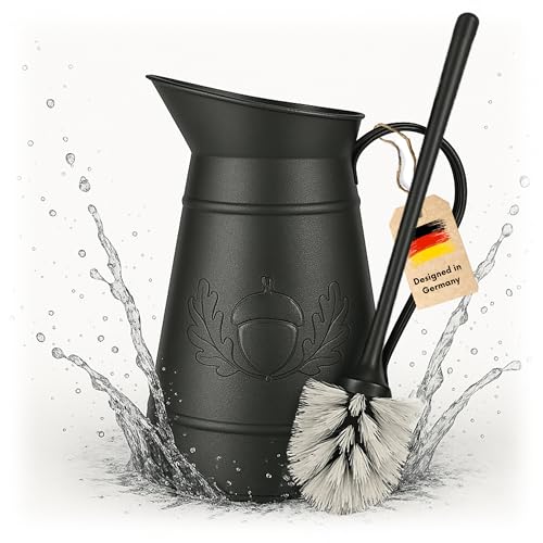 VON STEINEICH® Klobürste - Metallkanne (schwarz) - Vintage Toilettenbürste Badezimmer - Rostfreie WC-Bürste - Retro & Vintage Deko für das Bad, WC