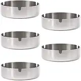 Juvale Aschenbecher (Set, 5 Stück) - Edelstahl, Rund - Ideal für Bars, Sportclubs, Hotels und Restaurants - Silberfarben, 3 cm hoch und 10,1 cm breit