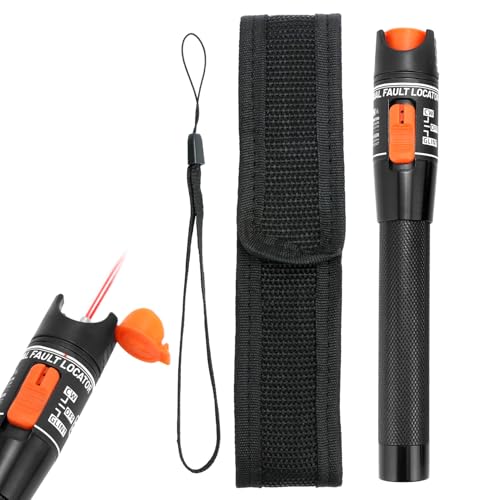 QWORK® Glasfaserkabel Tester 10mW 10KM Stark Laserpointer Visuelle Fehlersuche - Kompatibel mit 2.5mm LC SC FC, inkl. 1,25-mm FC-zu-LC-Adapter
