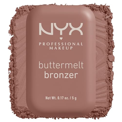 NYX Professional Makeup Buttermelt Bronze Bronzer für Gesicht und Körper, Mit Shea Butter, Mandelbutter & Mangobutter, Für eine sonnengeküsste Bräune, Bronze Puder Gesicht, Farbe: Butta me up, 5 g